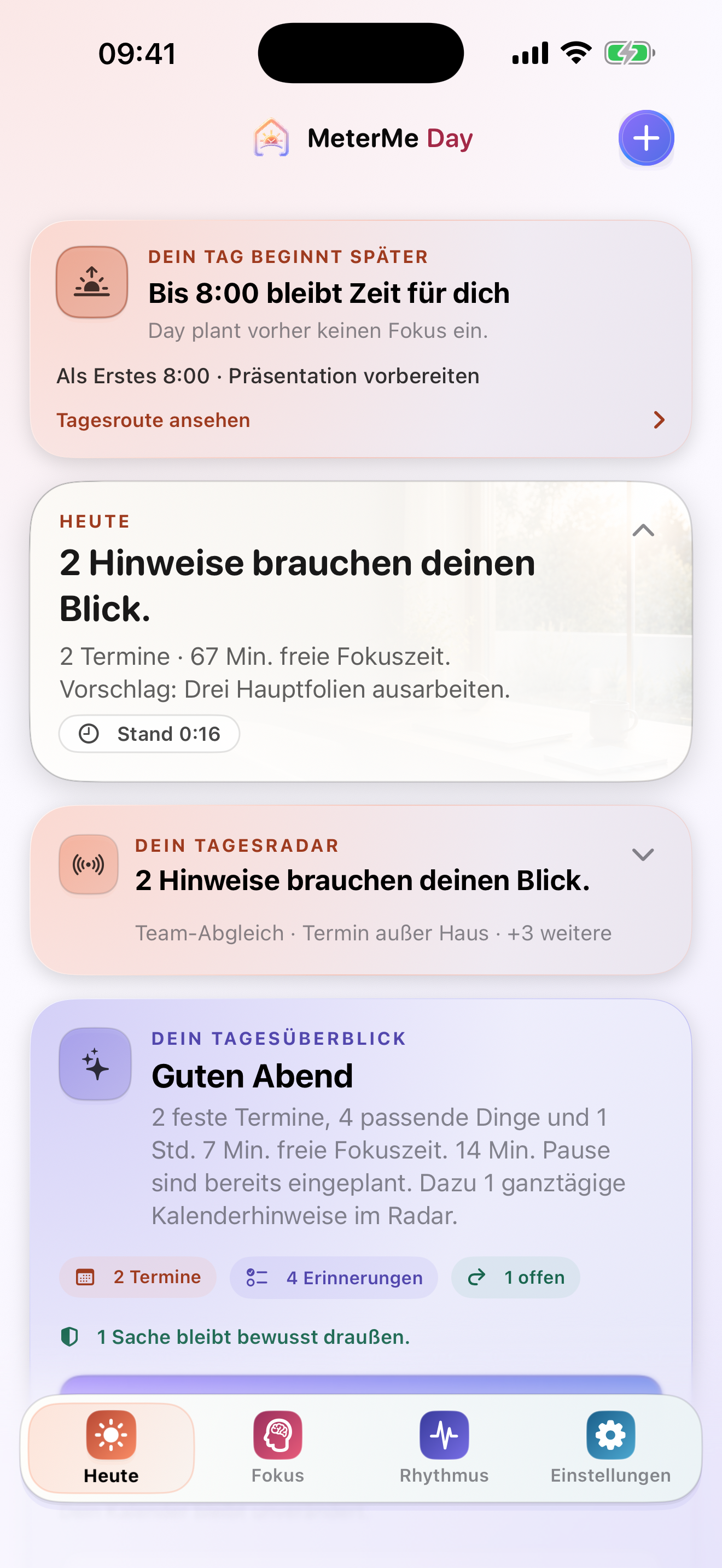 Tagesradar von MeterMe Day auf dem iPhone