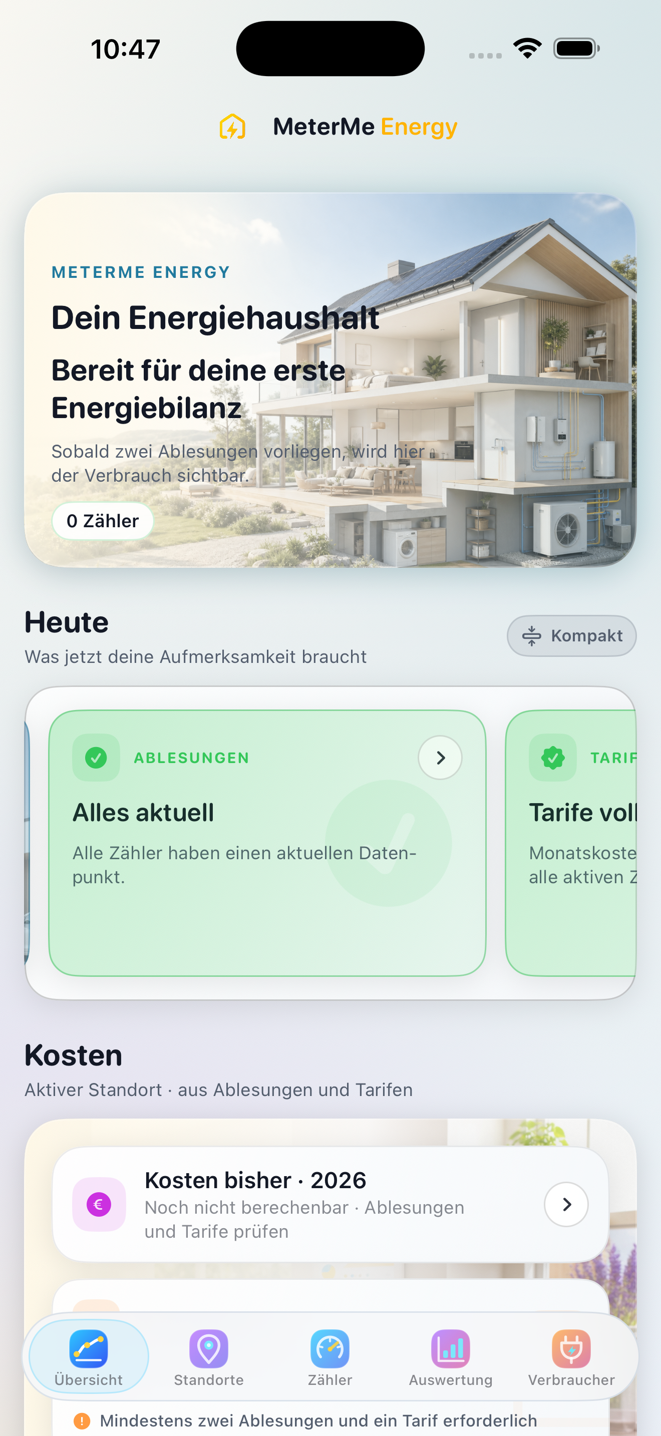 Aktuelle Übersicht von MeterMe Energy