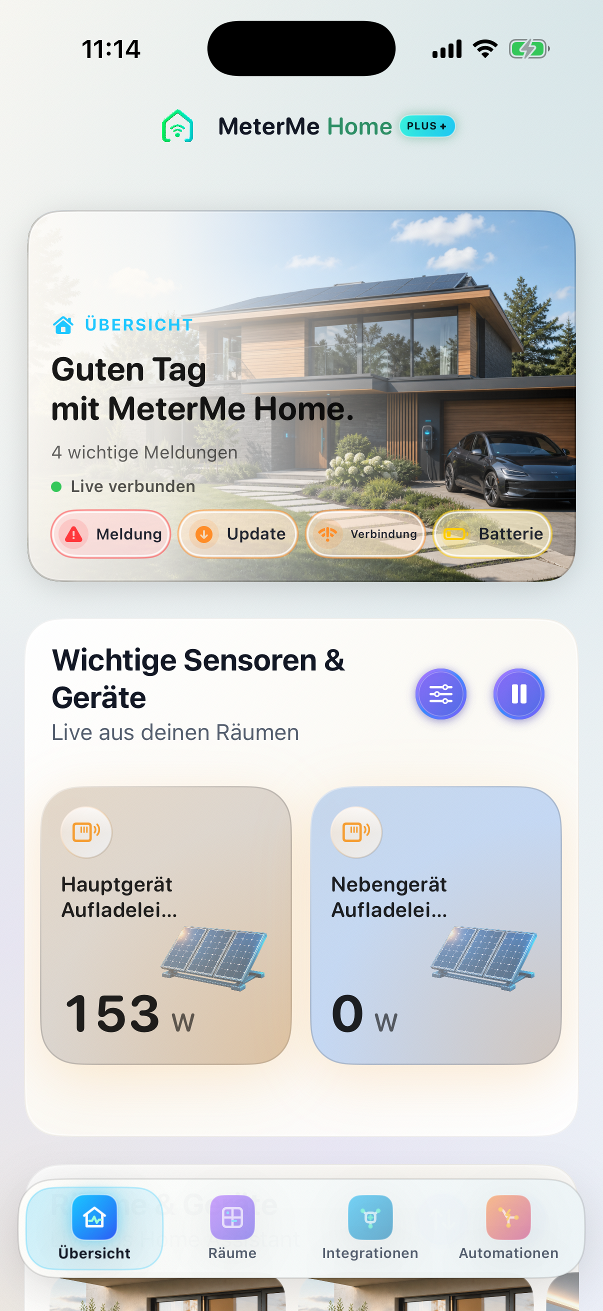 Aktuelle Übersicht von MeterMe Home