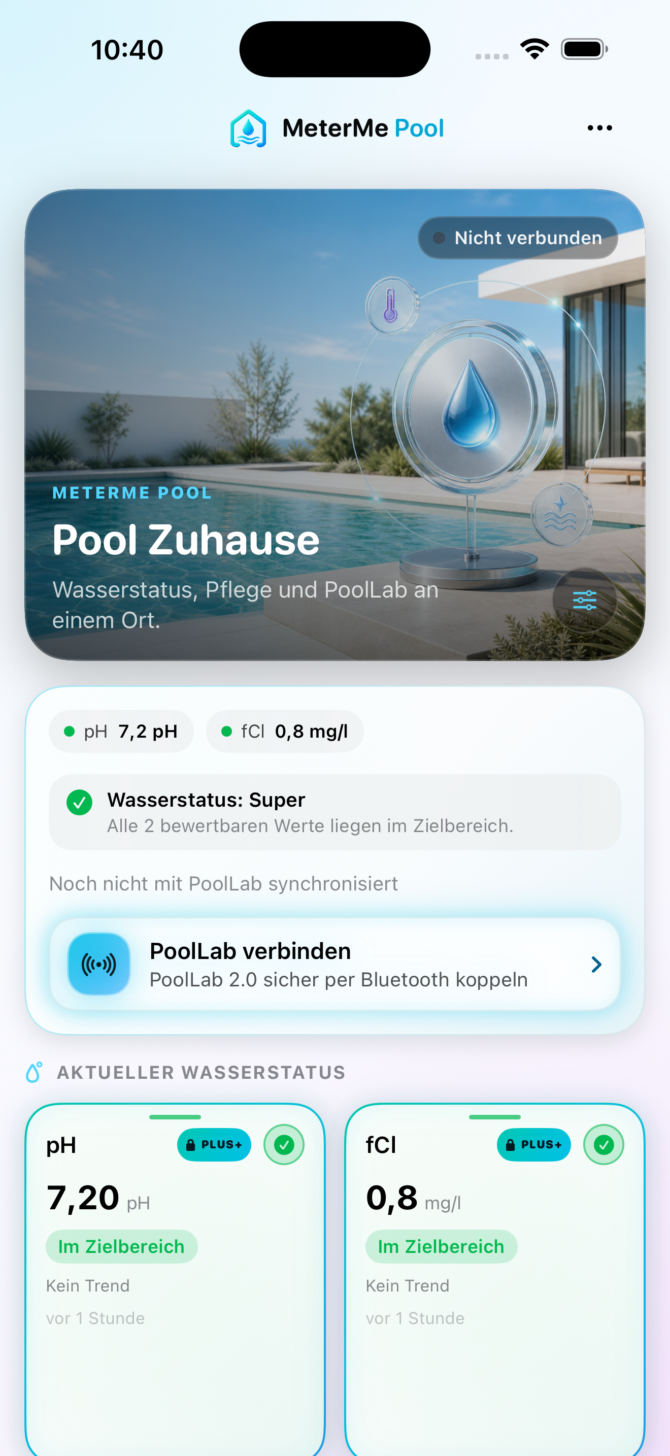 Aktuelle Übersicht von MeterMe Pool